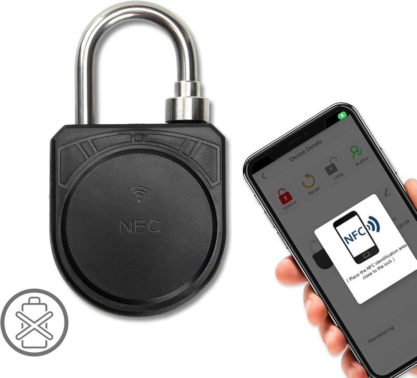 Rasunkae Battery-Free NFC Padlock: Smart Keyless Mobile App Unlocking, Waterproof Anti-Theft Security Lock for Home, Office, School, Outdoor - 1 Pack - WildKart