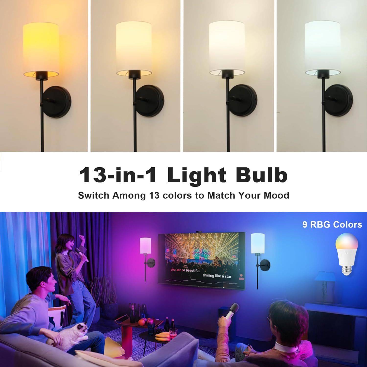 Rechargeable Battery Operated Light Bulb with Remote Control - 60W Equivalent LED Bulb - 4 Color Temperatures - Emergency Light - Indoor/Outdoor Lighting