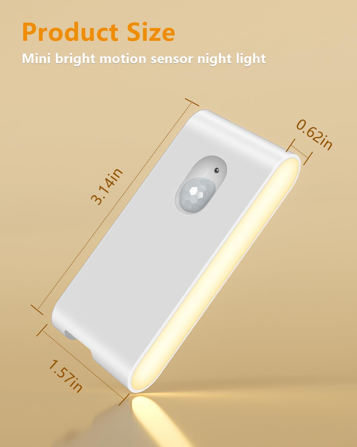 Rechargeable Wireless Motion Sensor Stair Lights - Warm White Night Light for Stairs, Hallway, Kitchen, Closet, Bedroom - 4 Pack