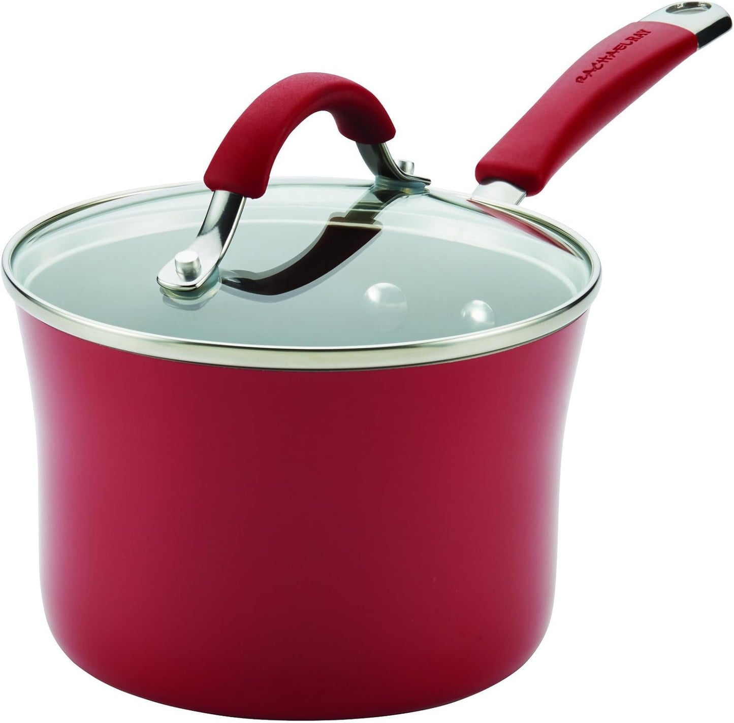 Red 2 Quart Rachael Ray Cucina Nonstick Sauce Pan with Lid - Cooking Essentials