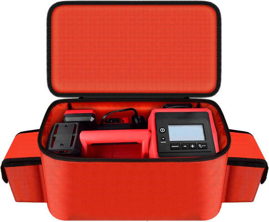 Red Air Compressor Bag for Milwaukee M18 Inflator 2848-20/2771-20- Storage Case for 18V Milwaukee Tools with Battery Holder - Compatible with 3.0/4.0/5.0/6.0/6.5/7.0/8.0Ah.