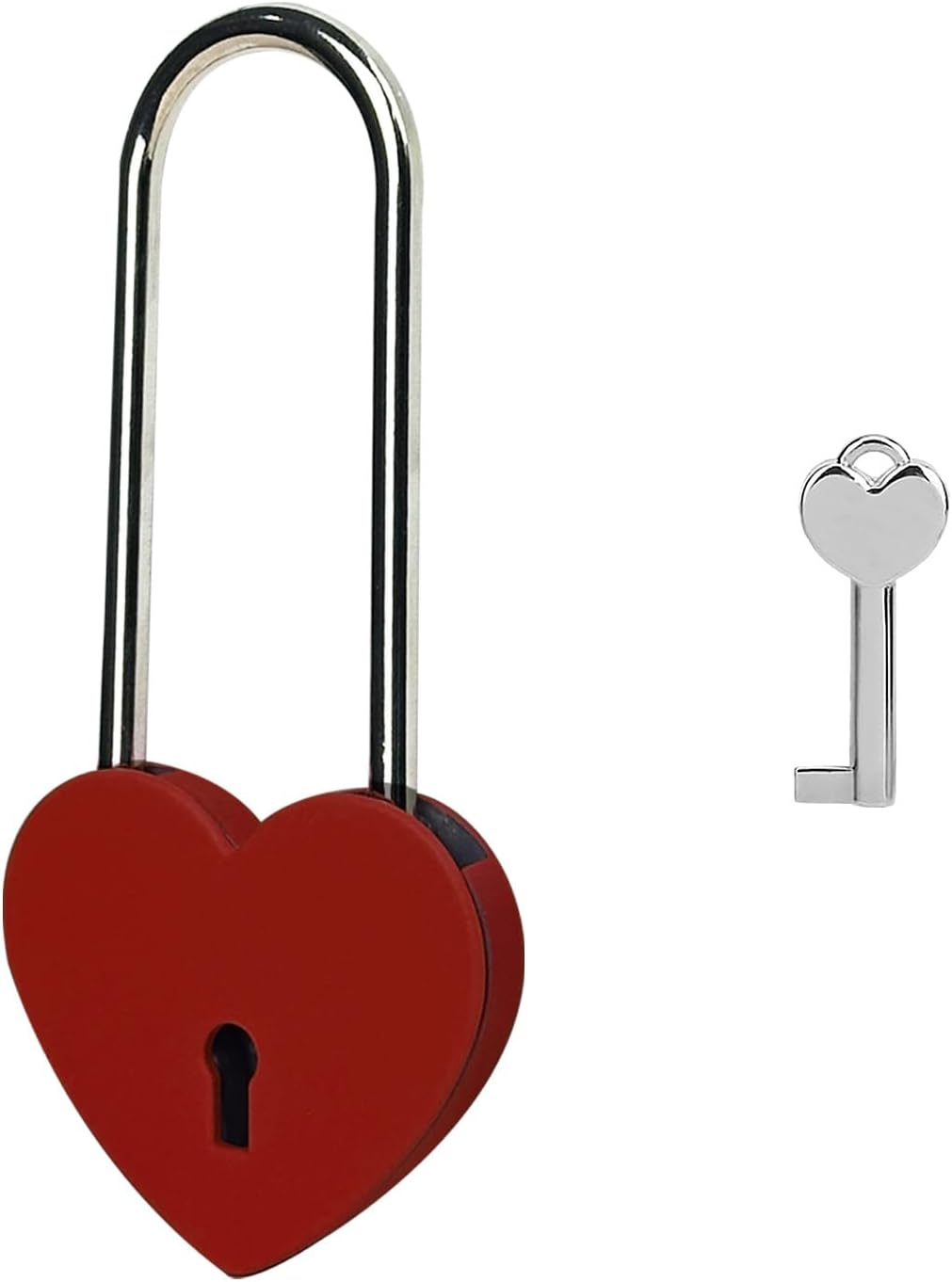 Red and Blue Heart Lock with Key, 3.5" Love Padlock for Lovelock Bridge, Jewelry Box
