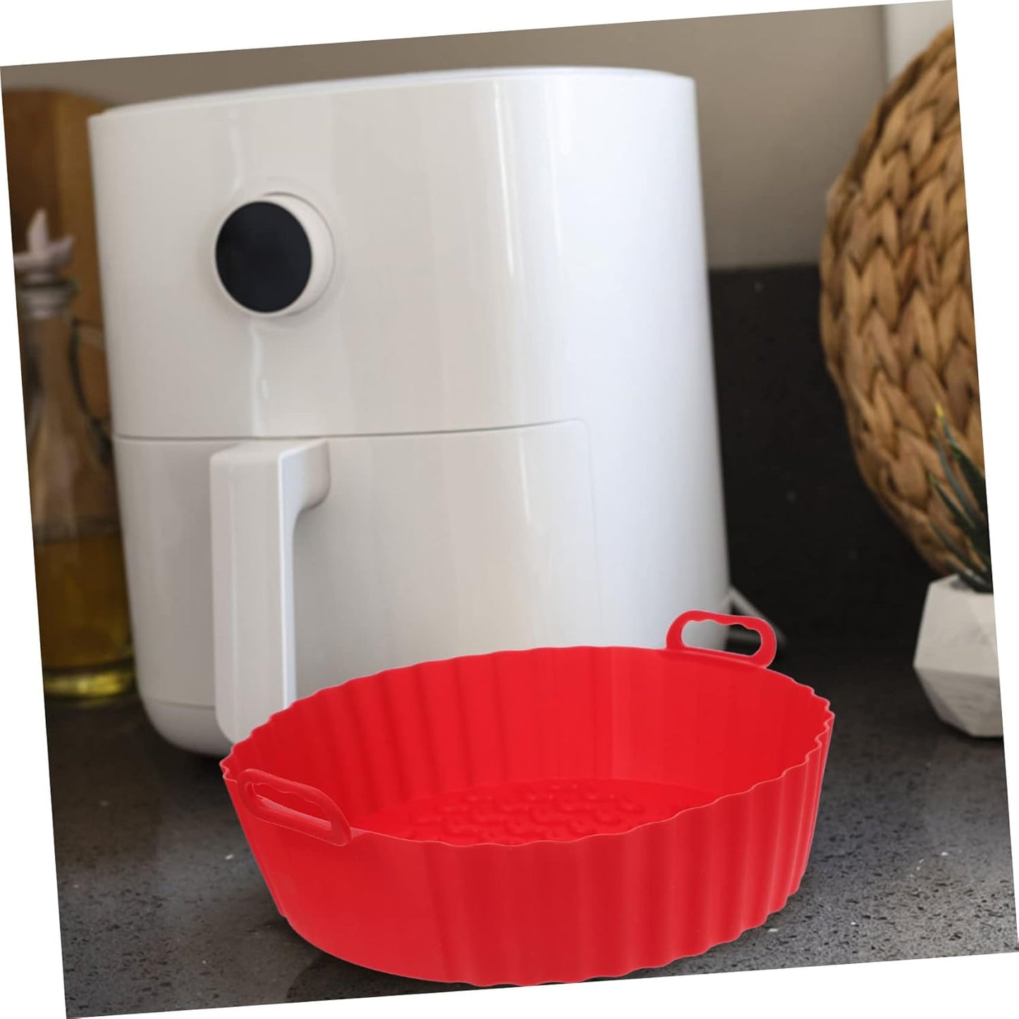 Red Bakeware Skewers Set for Air Fryer - 4pcs Air Fryer Accessories Kit with Microwave Liners, Ramekins, and Oven Racks