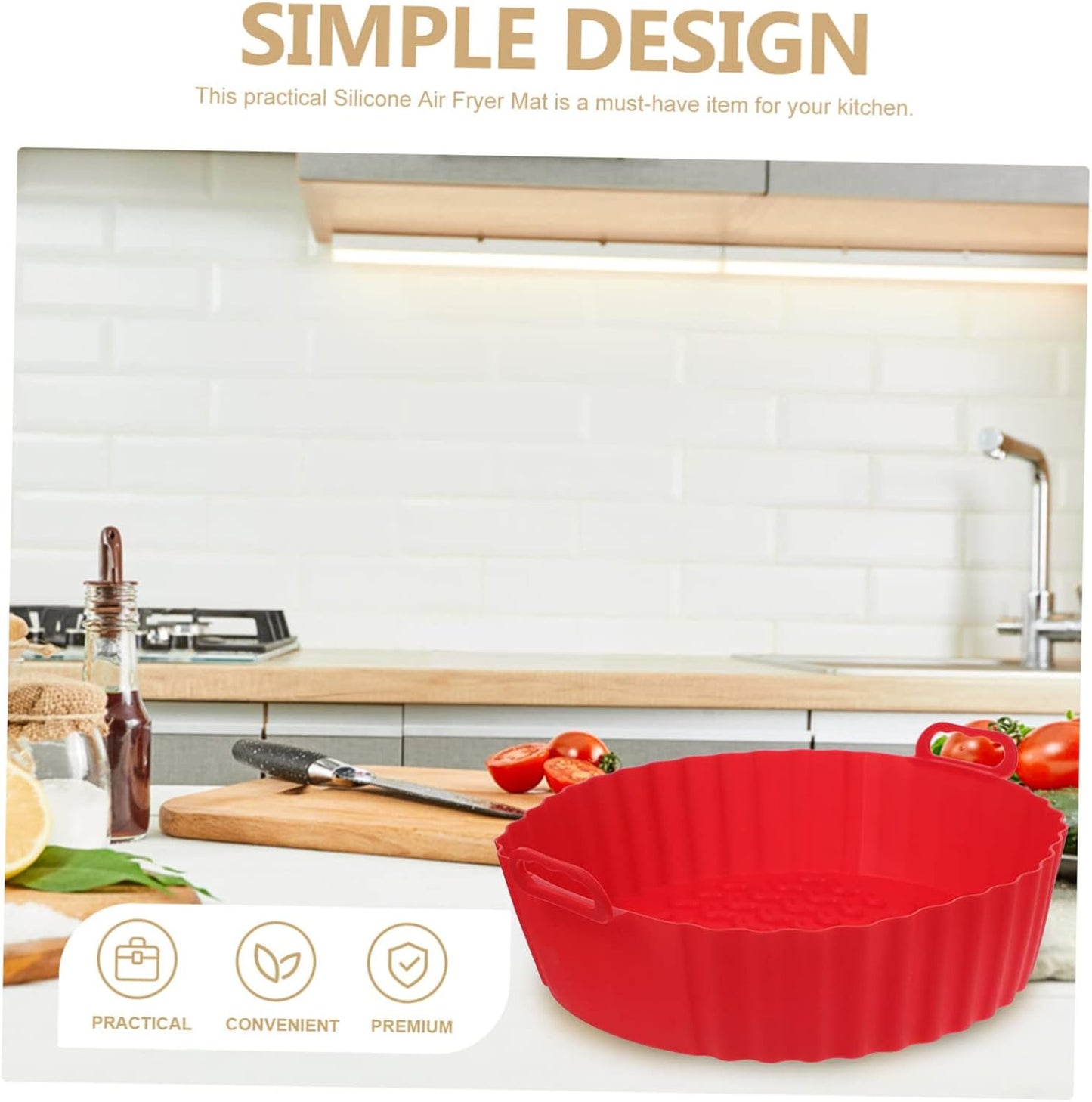 Red Bakeware Skewers Set for Air Fryer - 4pcs Air Fryer Accessories Kit with Microwave Liners, Ramekins, and Oven Racks