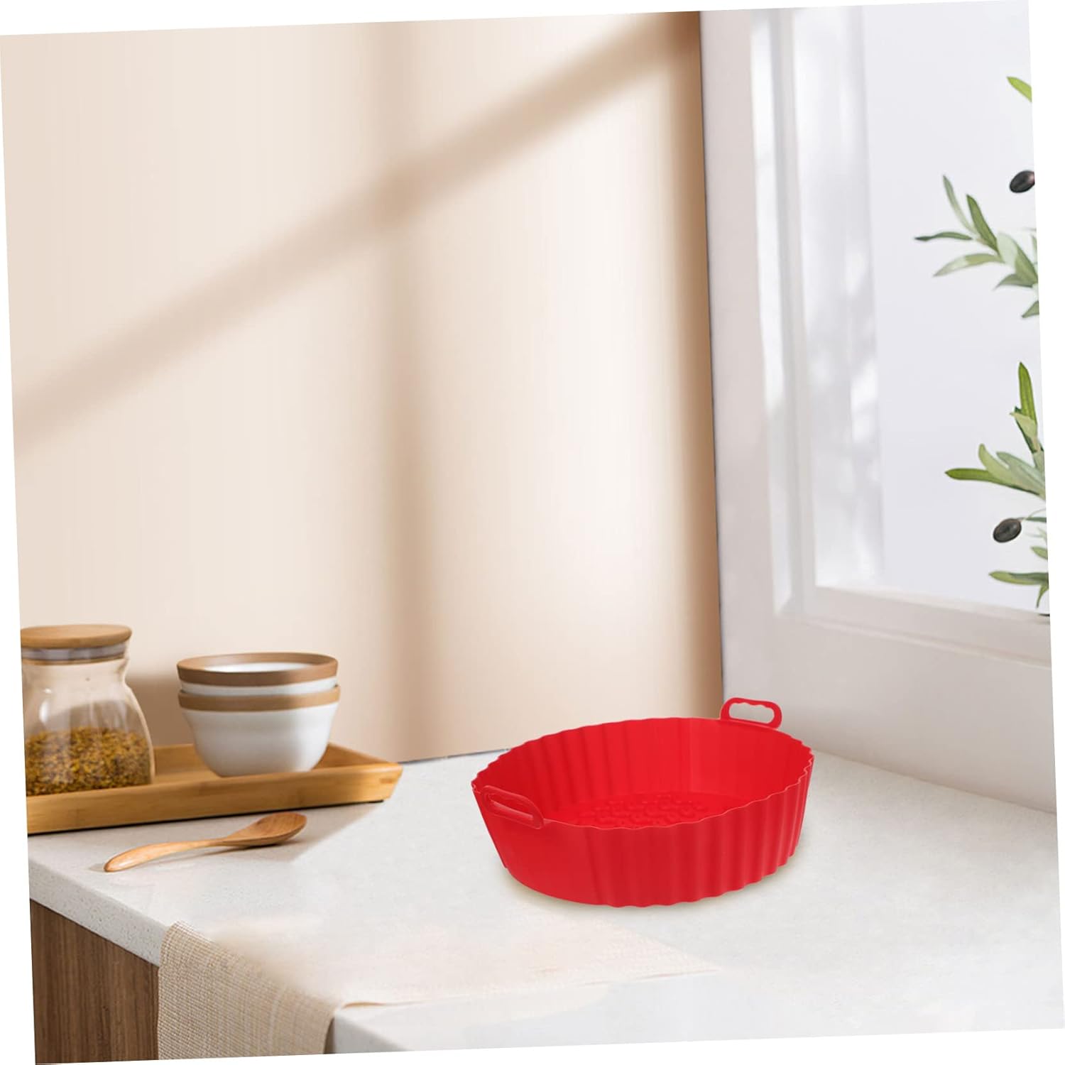 Red Bakeware Skewers Set for Air Fryer - 4pcs Air Fryer Accessories Kit with Microwave Liners, Ramekins, and Oven Racks