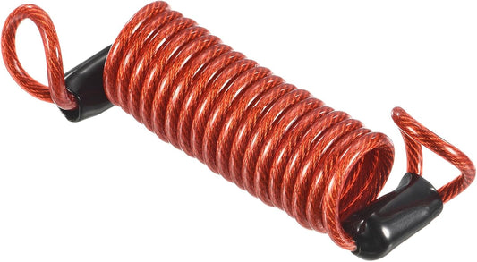 Red Coated Security Steel Cable with Double Loop for Luggage, Bicycles, Doors - 2.5mmx1m