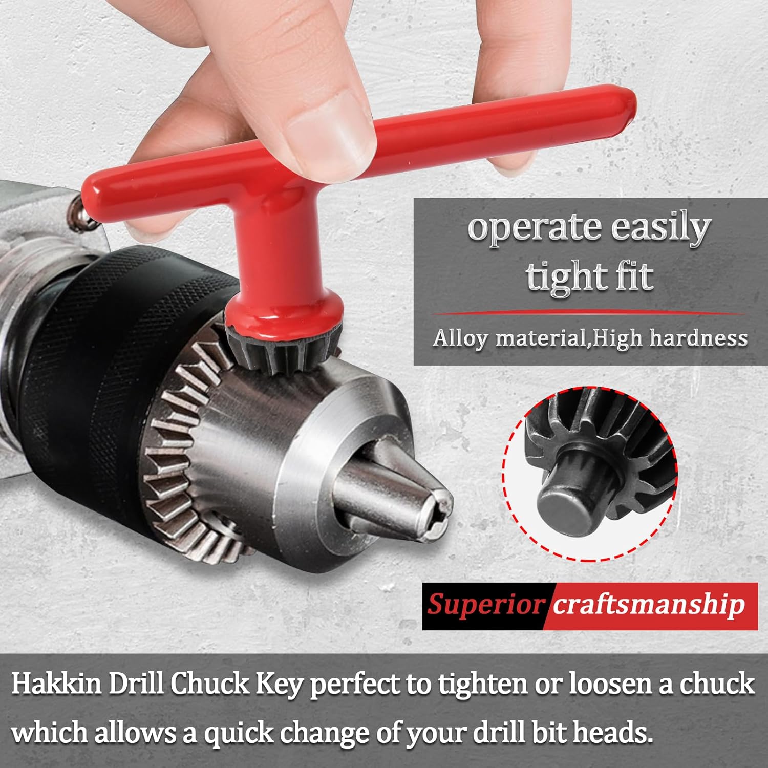 Red Hakkin Drill Press Chuck Key Set - 5 Sizes for Electric Drill Clamping Tool, Replacement Wrench 6mm-20mm Diameter