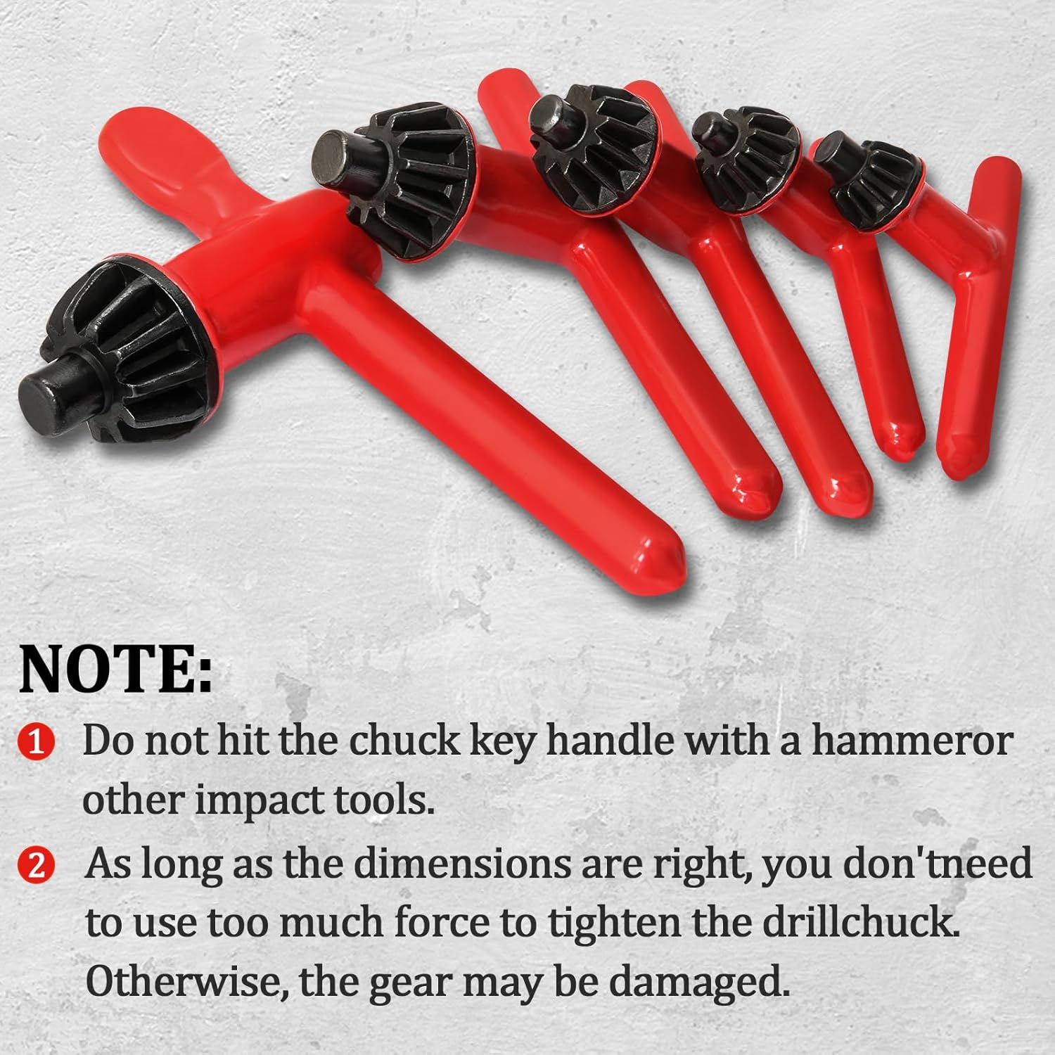 Red Hakkin Drill Press Chuck Key Set - 5 Sizes for Electric Drill Clamping Tool, Replacement Wrench 6mm-20mm Diameter
