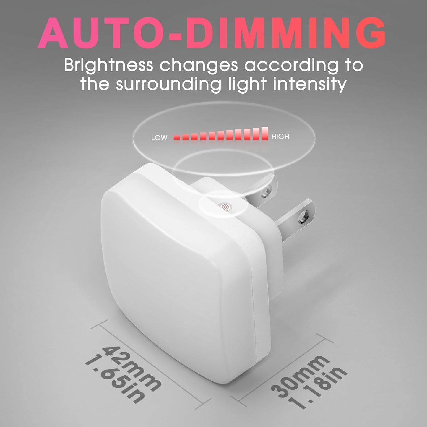 Red Night Lights Plug into Wall with Light Sensor, 2 Pack LED Nightlights for Kids, Bathroom, Bedroom, Kitchen - Dusk to Dawn, 0.3W Square Plug in Night Light