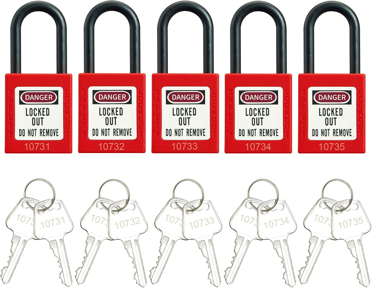 Red Safety Lockout Padlock Set - OSHA Compliant Loto Locks with 2 Keys per Lock - WildKart