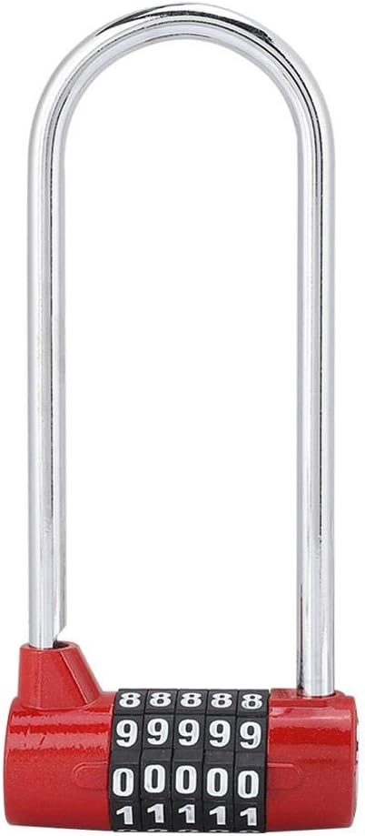 Red Sonew 5-Digit U-Shape Combination Alloy Padlock for Gym and School Lockers