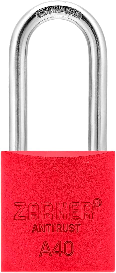 Red Zarker A40 Aluminum Body Keyed Padlock with Stainless Steel Shackle (SUS 304) - 1-Pack - WildKart