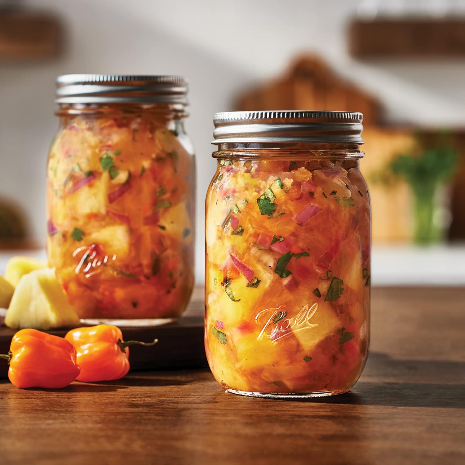 Regular Mouth Pint Ball Canning Jars - Set of 12 Glass Mason Jars with Lids and Bands