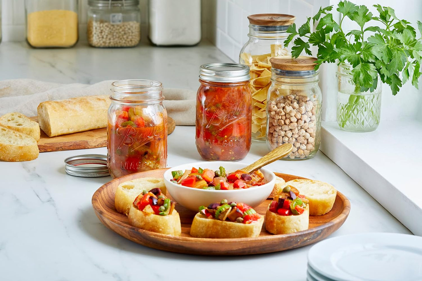 Regular Mouth Pint Ball Canning Jars - Set of 12 Glass Mason Jars with Lids and Bands