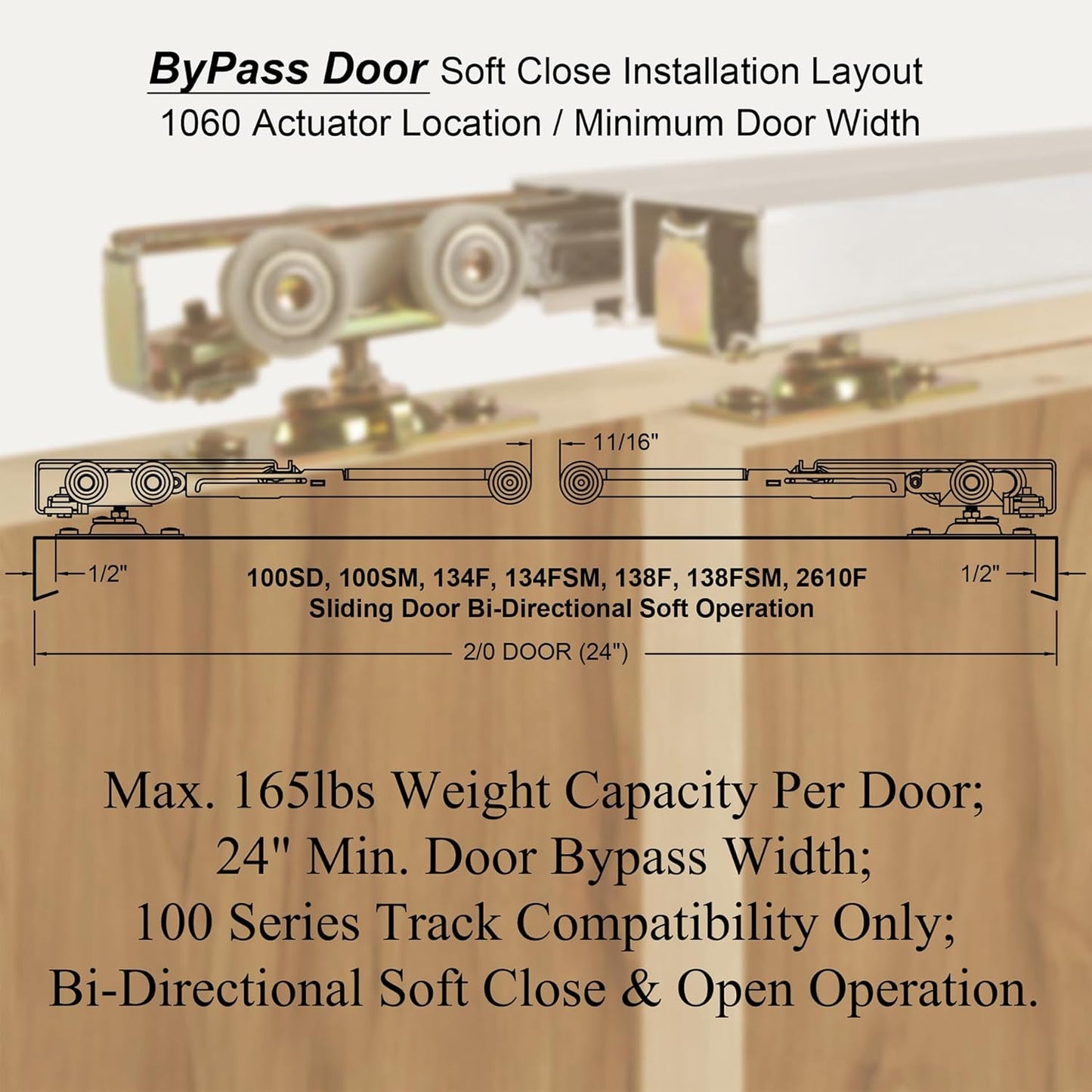 ReigaHood 2 Set Soft Close Pocket Door Hanger Assemblies for Johnson P/N #1060 & #1062 - Compatible with 100, 134F, 138F, 2610F Series Track - 1" Nylon Ball Bearing Tri-Wheel - WildKart