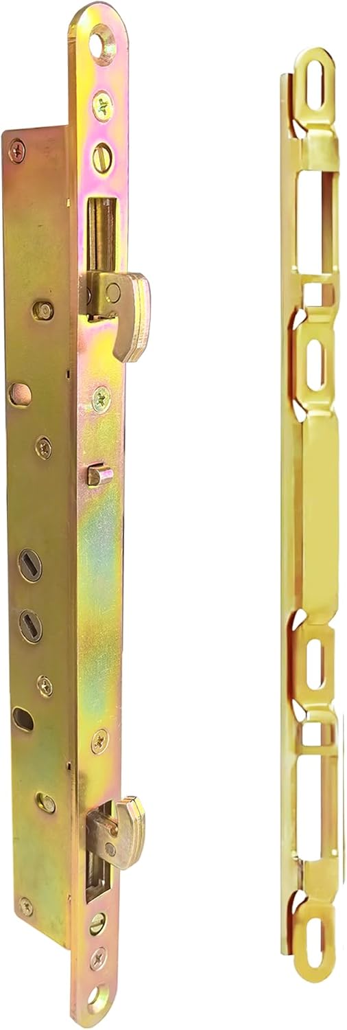 ReigaHood Sliding Patio Glass Door Mortise Lock Set with Matching Keeper - 2 Point Security