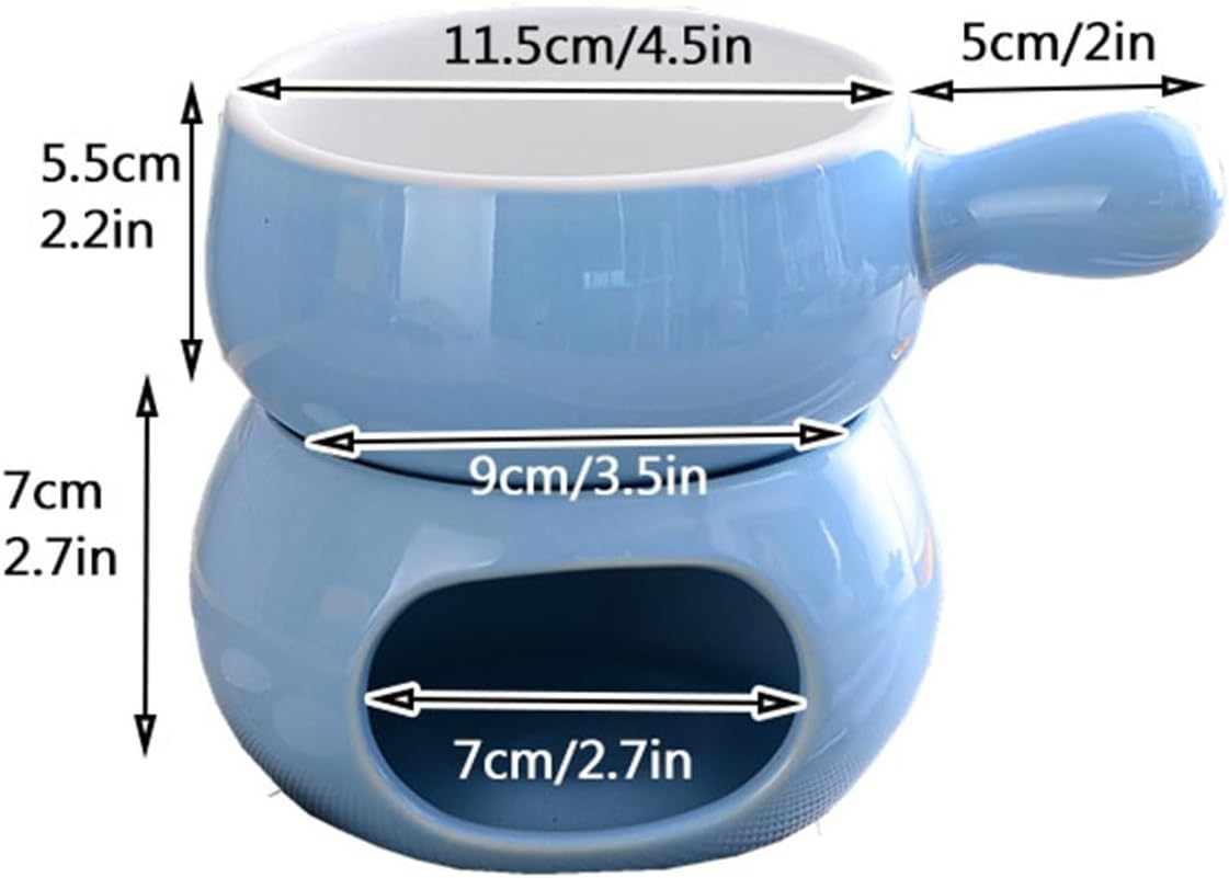 remium Ceramic Fondue Pot Set with Dipping Forks - Perfect for Chocolate, Cheese, and Candy - Ideal for Parties, Weddings, and Catering Events - Mini Butter Warmer Bowl Included