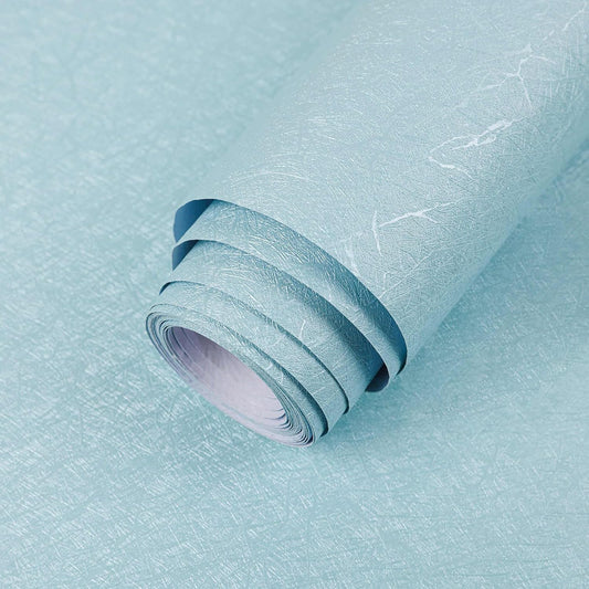 Removable Blue Silk Embossed Contact Paper 15.7" X 118" - Self Adhesive Wallpaper for Home Decor, Cabinets, Bedroom - Textured Wall Covering