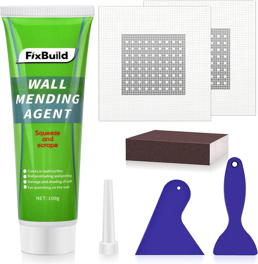 Repair broken walls quickly with the FixBuild Drywall Repair Kit. Includes 1 Spackle Wall Repair Patch Kit and Wall Mending Agent.