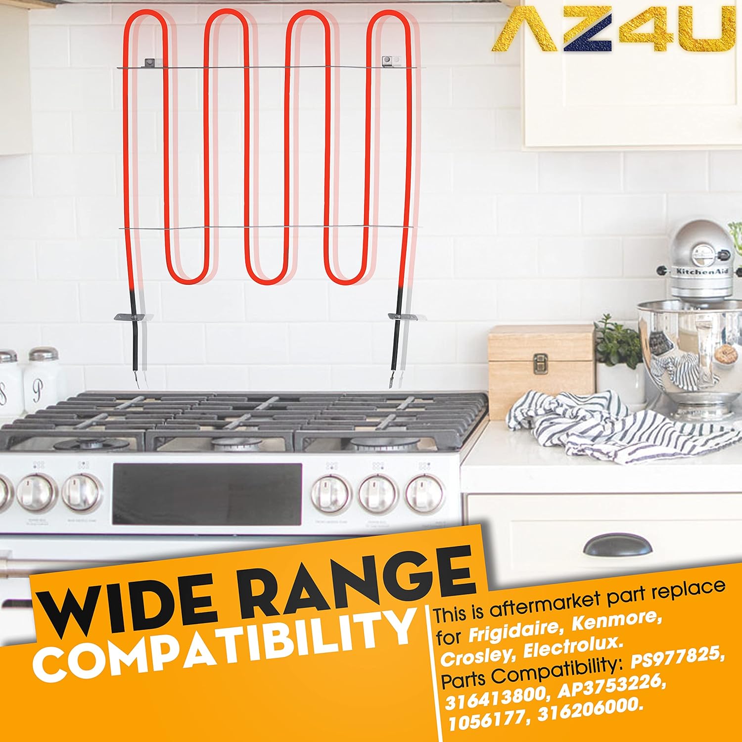 Replacement Bake Heating Element for Frigidaire, Kenmore, Crosley, Electrolux Ovens - AZ4U 316413800