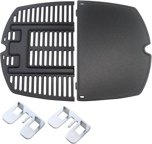 Replacement Cast Iron Grill Grate and Griddle for Weber Q200, Q220, Q240, Q260, Q2000, Q2200, Q2400 Series Gas Grills - 7645 Cooking Grate and 6559 Cooking Griddle - Part Numbers 53060001, 7583, 65811
