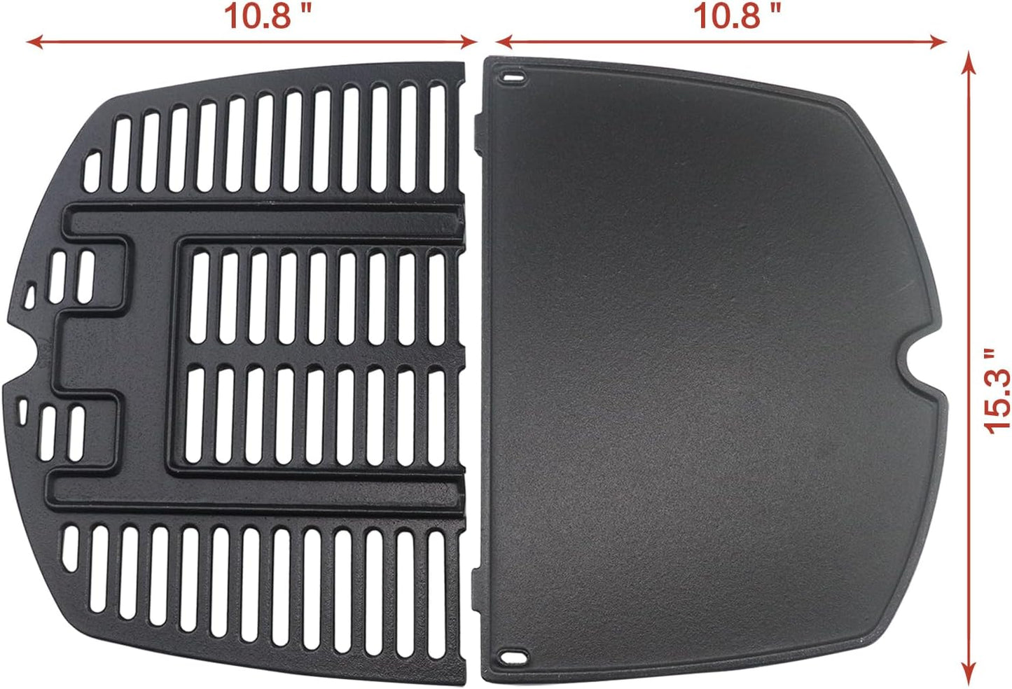 Replacement Cast Iron Grill Grate and Griddle for Weber Q200, Q220, Q240, Q260, Q2000, Q2200, Q2400 Series Gas Grills - 7645 Cooking Grate and 6559 Cooking Griddle - Part Numbers 53060001, 7583, 65811