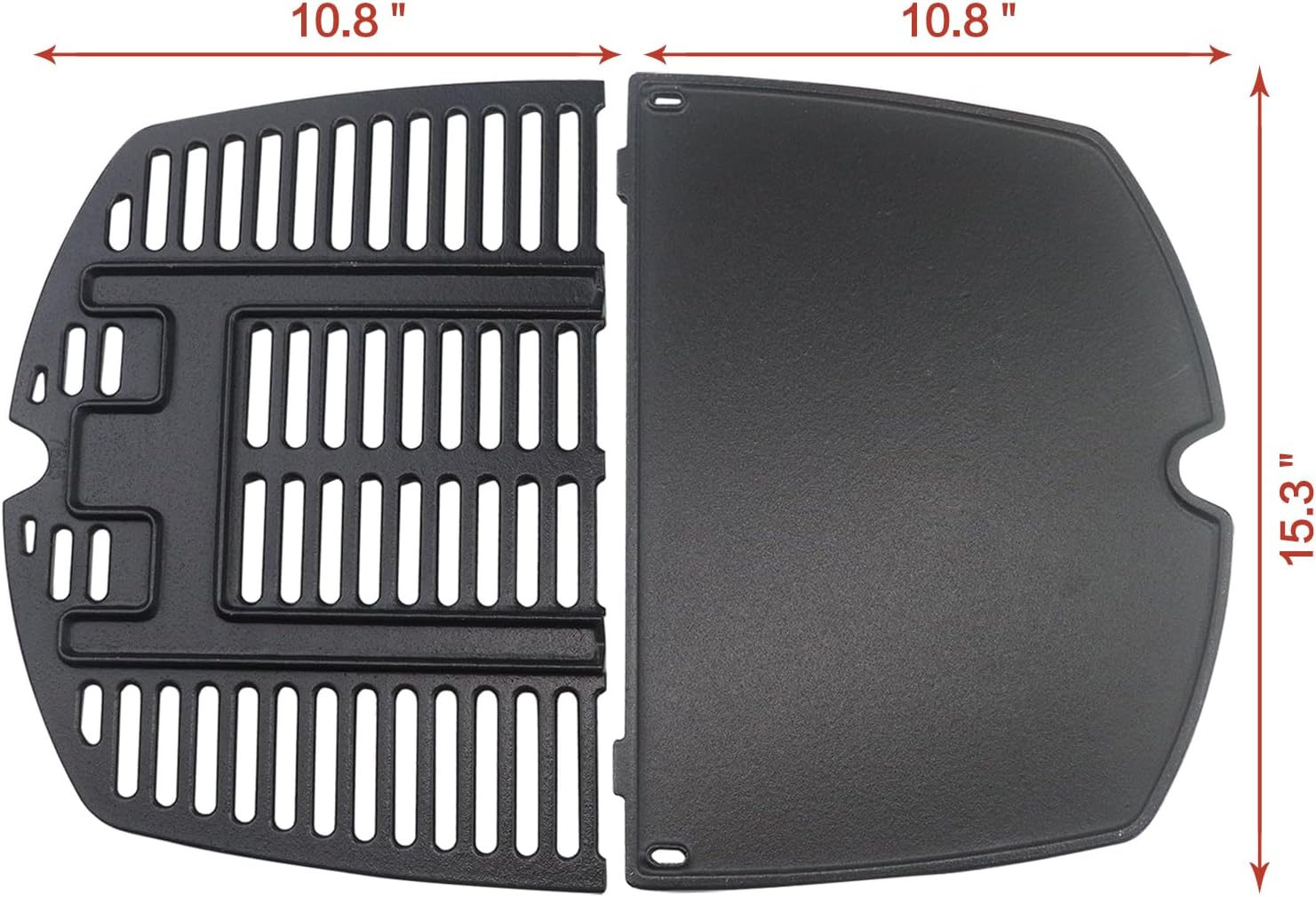 Replacement Cast Iron Grill Grate and Griddle for Weber Q200, Q220, Q240, Q260, Q2000, Q2200, Q2400 Series Gas Grills - 7645 Cooking Grate and 6559 Cooking Griddle - Part Numbers 53060001, 7583, 65811