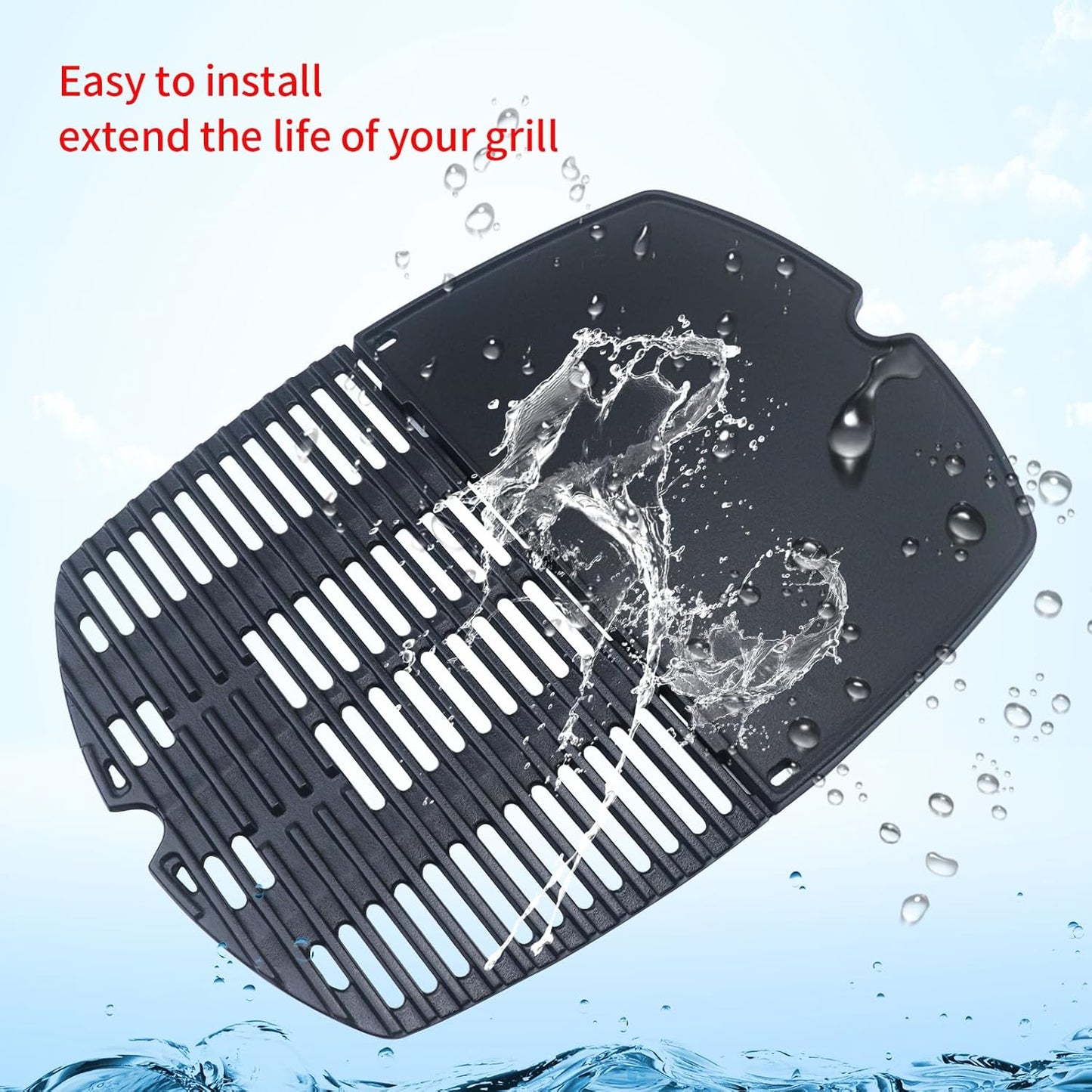 Replacement Cast Iron Grill Grate and Griddle for Weber Q200, Q220, Q240, Q260, Q2000, Q2200, Q2400 Series Gas Grills - 7645 Cooking Grate and 6559 Cooking Griddle - Part Numbers 53060001, 7583, 65811