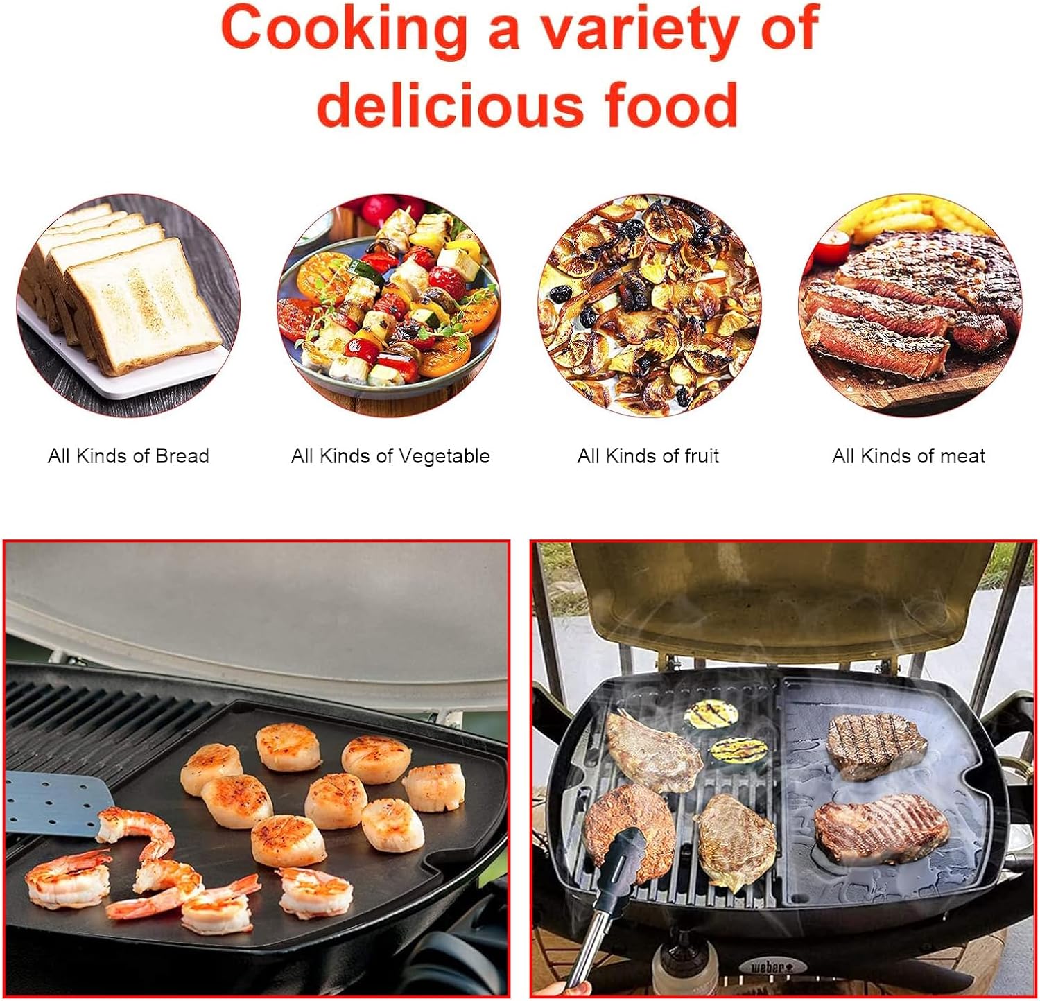 Replacement Cast Iron Grill Grate and Griddle for Weber Q200, Q220, Q240, Q260, Q2000, Q2200, Q2400 Series Gas Grills - 7645 Cooking Grate and 6559 Cooking Griddle - Part Numbers 53060001, 7583, 65811