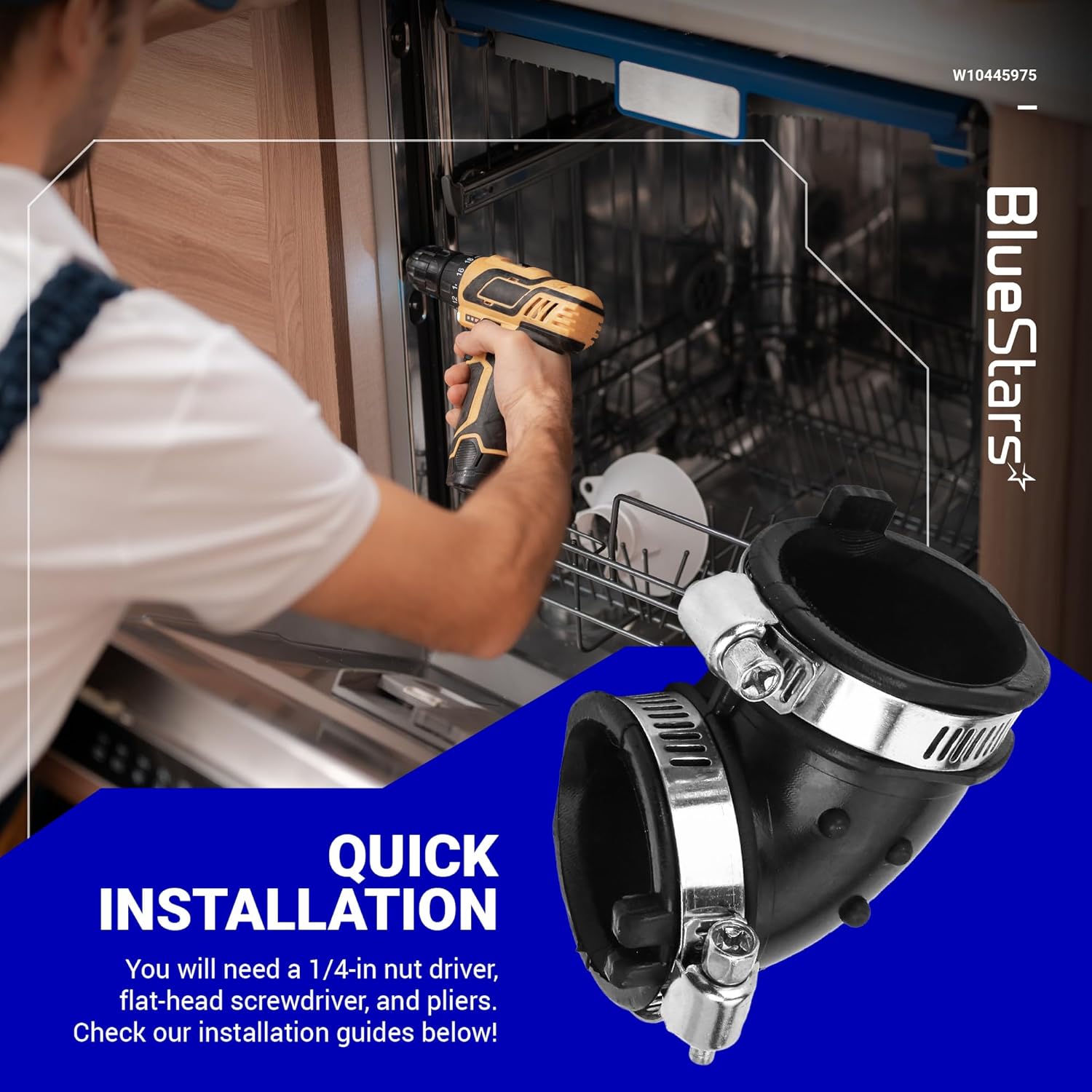 Replacement Dishwasher Circulation Pump Hose for Whirlpool Kenmore Amana Maytag KitchenAid - Replaces W10445975