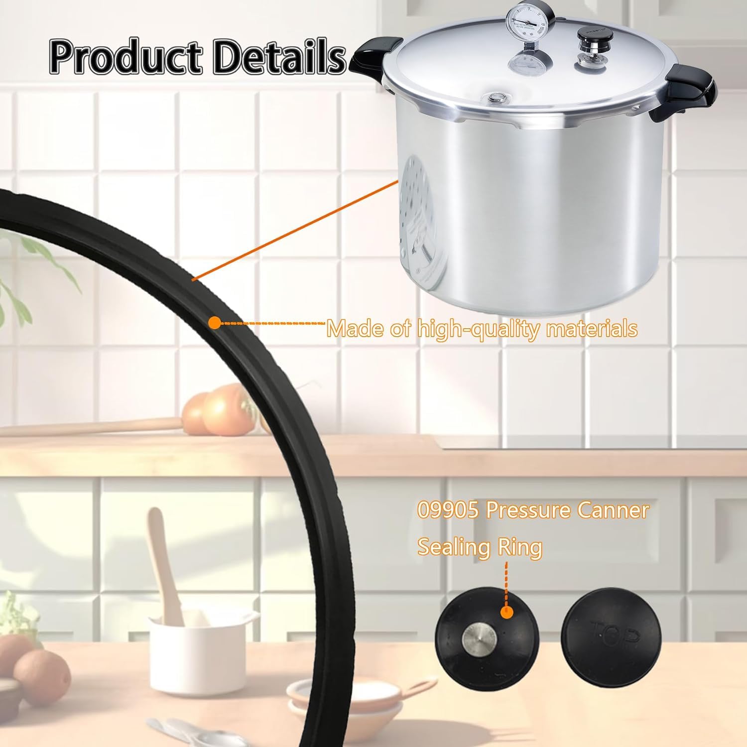 Replacement Gasket for Presto Pressure Canner Models 01710, 01740, 01750, 01770, 01780 - Sealing Ring #33130 for Model 411 and 418 - BKIFU 09905