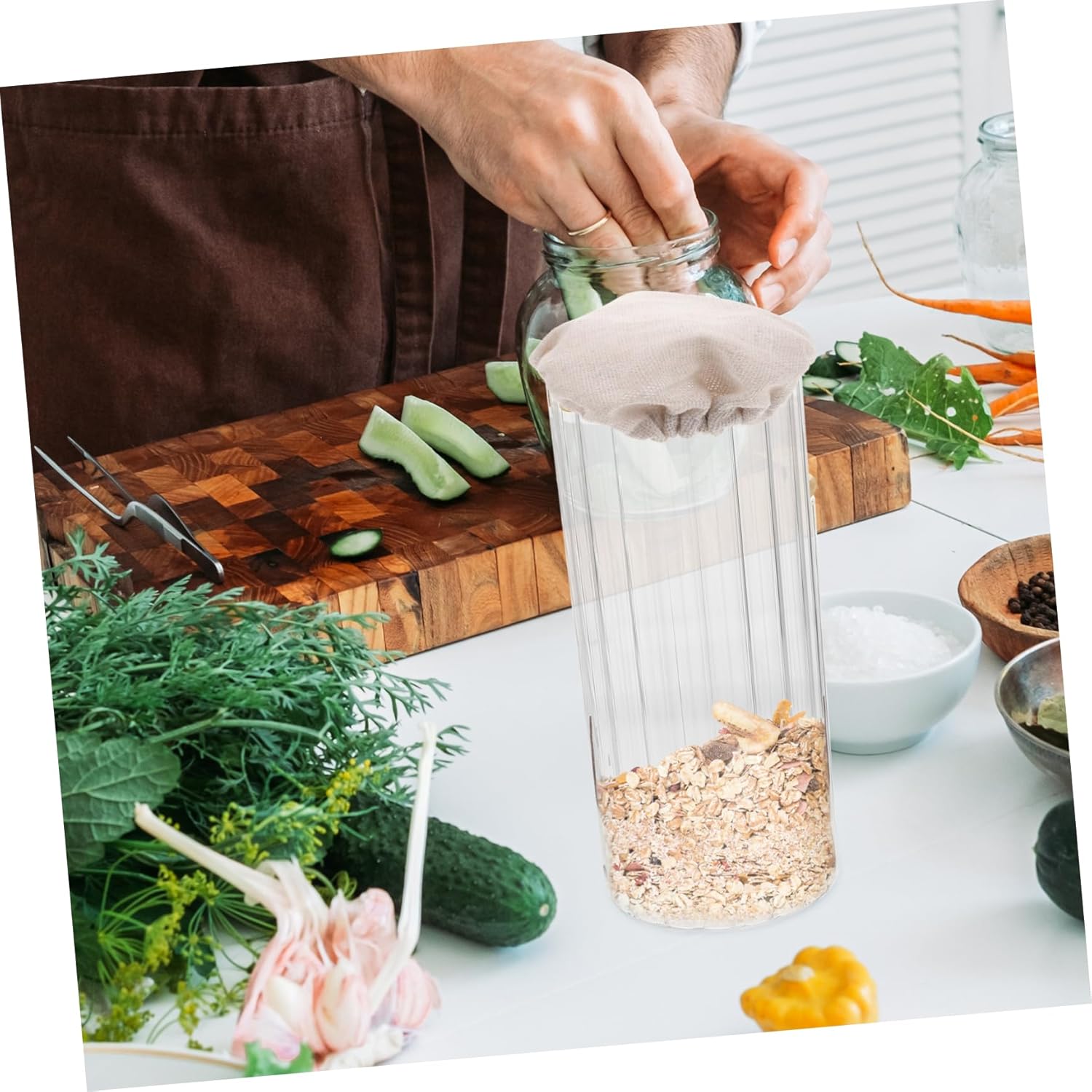 Replacement Lid for Wide Mouth Canning Jars - Single Piece Cloth Cover for Storage, Sprouting, and Kitchen Use