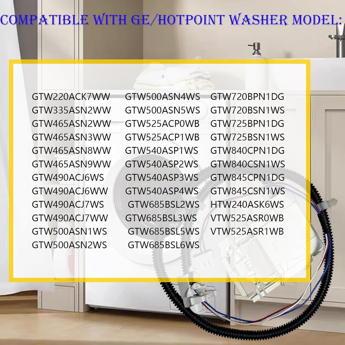 Replacement Lid Lock and Wire Harness for GE Hotpoint Clothes Washer - Replaces WH08X32657 WH08X31222 4963152 AP7033485