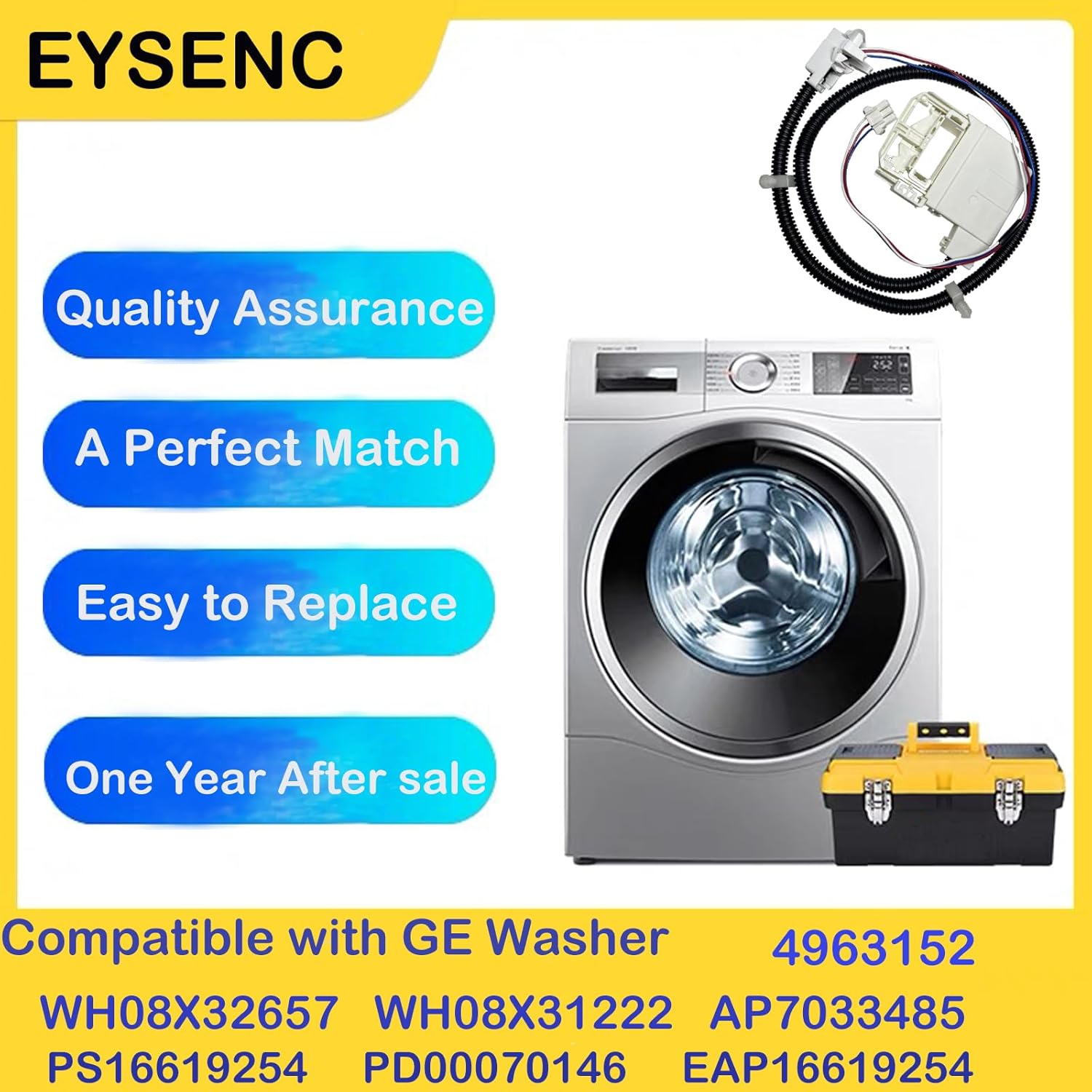 Replacement Lid Lock and Wire Harness for GE Hotpoint Clothes Washer - Replaces WH08X32657 WH08X31222 4963152 AP7033485