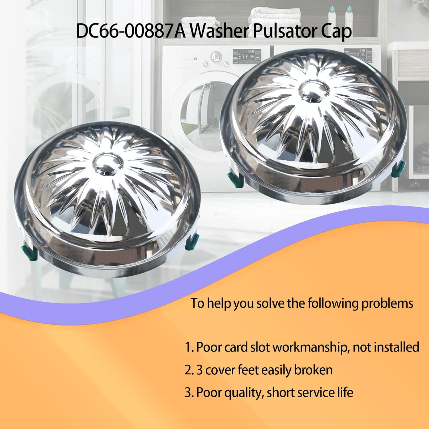 Replacement Washer Pulsator Cap Set of 2 for Samsung WA52M7750AW/A4 & WA52M7750AV/A4 with 2-Year Warranty - Upgraded DC66-00887A Model for 2025