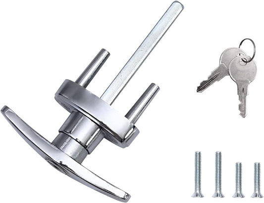 Replacement Wedelweib Garage Door T-Handle Lock with 2 Keys and Mounting Bolts - Fits 1-3/8" to 2" Thick Doors