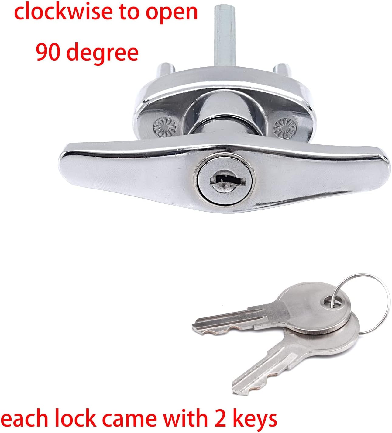 Replacement Wedelweib Garage Door T-Handle Lock with 2 Keys and Mounting Bolts - Fits 1-3/8" to 2" Thick Doors