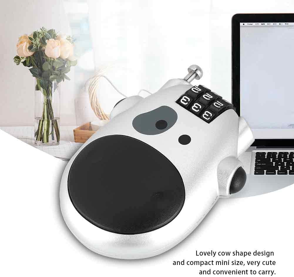 Resettable 3 Digit Code Lock with Lovely Cow Shape Design for Pram, Baggage, Helmet - Zinc Alloy Stroller Lock (Silver)