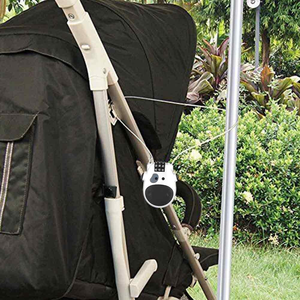 Resettable 3 Digit Code Lock with Lovely Cow Shape Design for Pram, Baggage, Helmet - Zinc Alloy Stroller Lock (Silver)