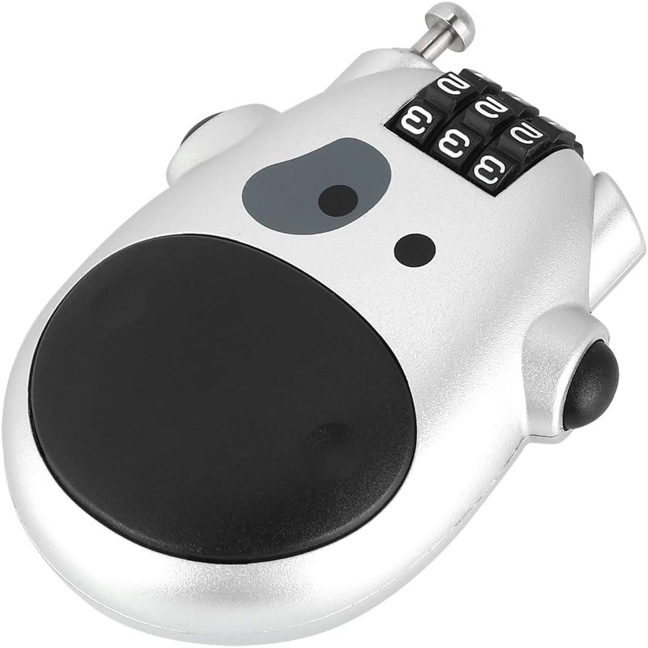 Resettable 3 Digit Code Lock with Lovely Cow Shape Design for Pram, Baggage, Helmet - Zinc Alloy Stroller Lock (Silver)