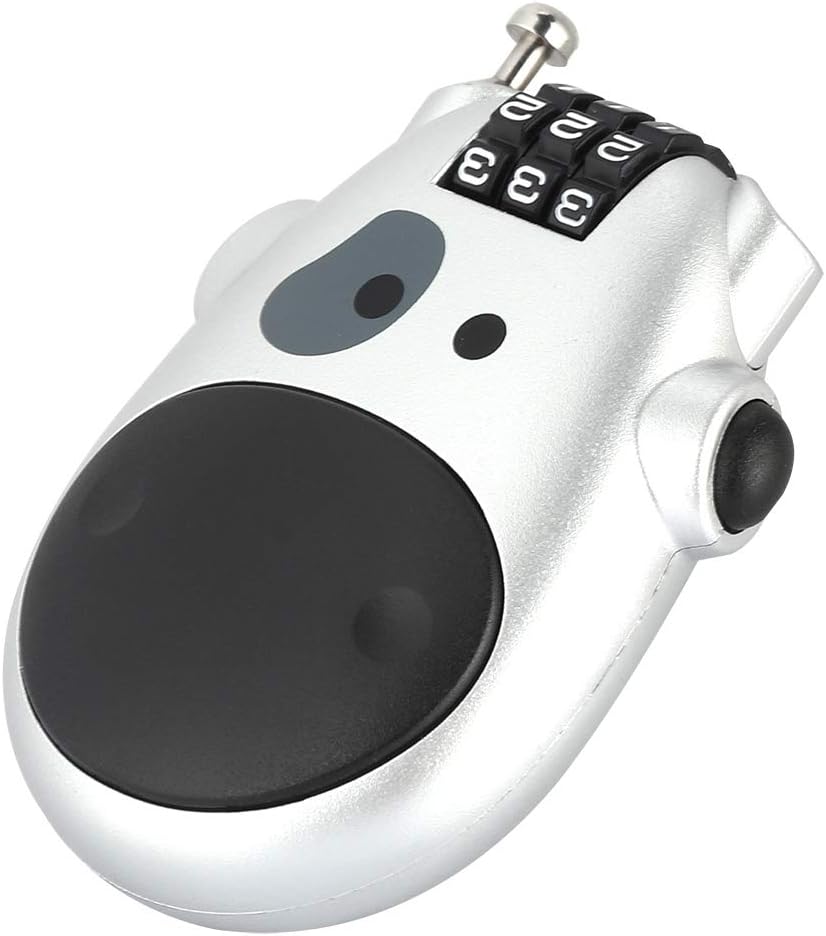 Resettable 3 Digit Code Lock with Lovely Cow Shape Design for Pram, Baggage, Helmet - Zinc Alloy Stroller Lock (Silver)