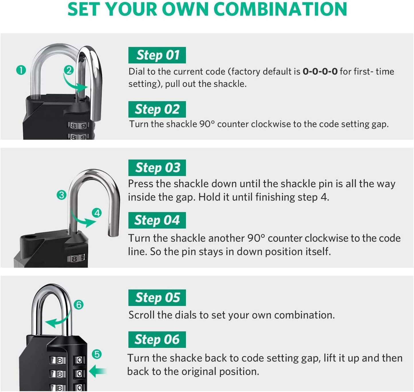 Resettable 4 Digit Combination Lock Padlock, Waterproof Heavy Duty Outdoor Lock for School Gym Locker, Fence Gate, Toolbox - 2 Pack - WildKart