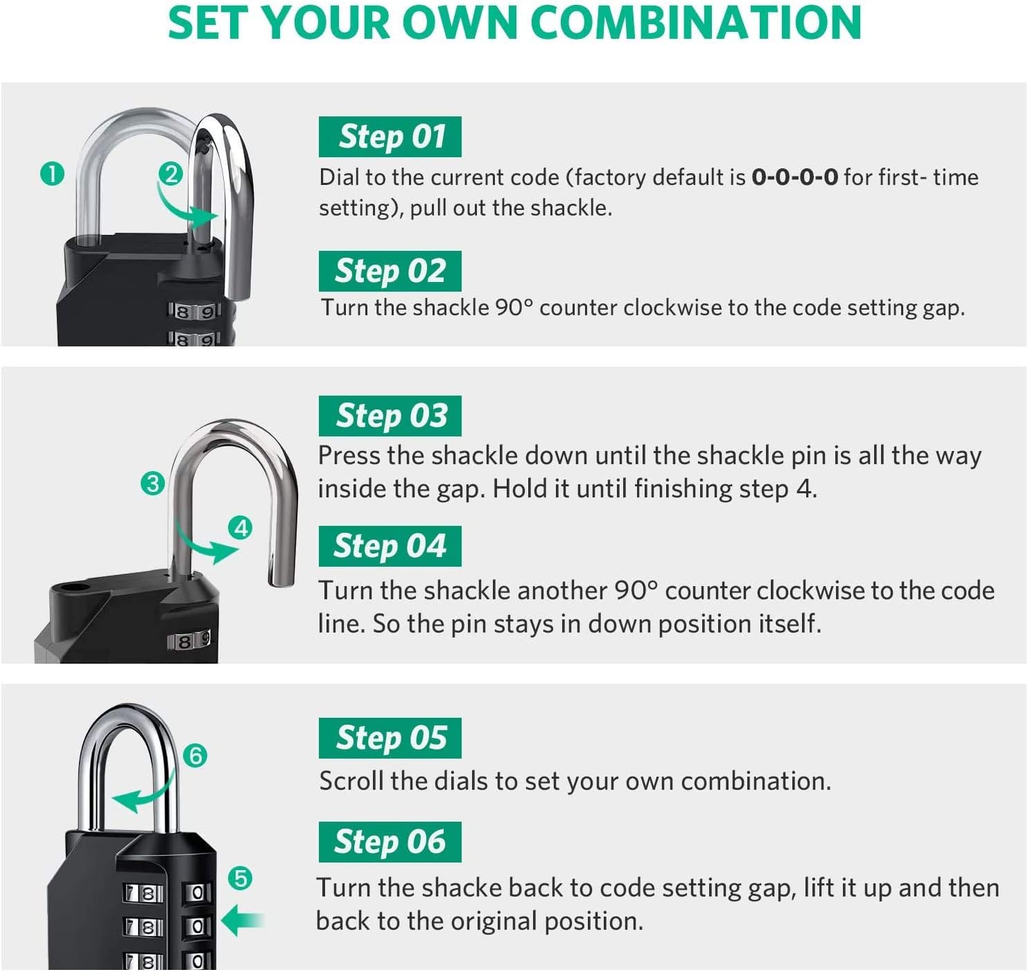 Resettable 4 Digit Combination Lock Padlock, Waterproof Heavy Duty Outdoor Lock for School Gym Locker, Fence Gate, Toolbox - 2 Pack - WildKart