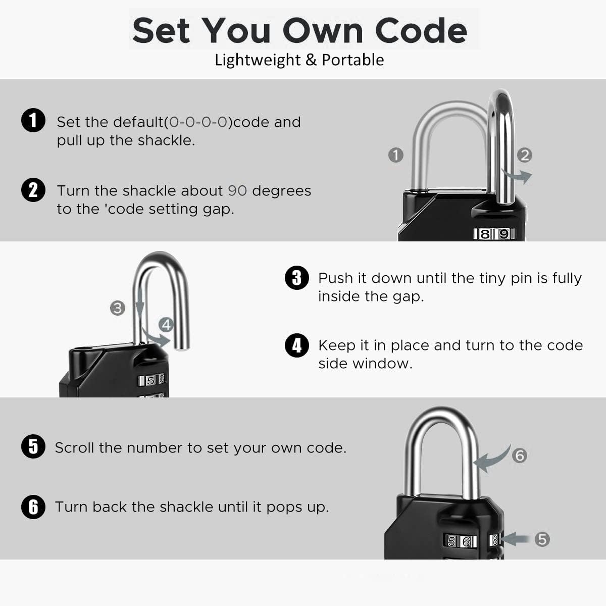 Resettable 4 Digit Combination Lock, TPARIS Waterproof Heavy Duty Padlock for School Gym Locker, Fence Gate, Toolbox - Black