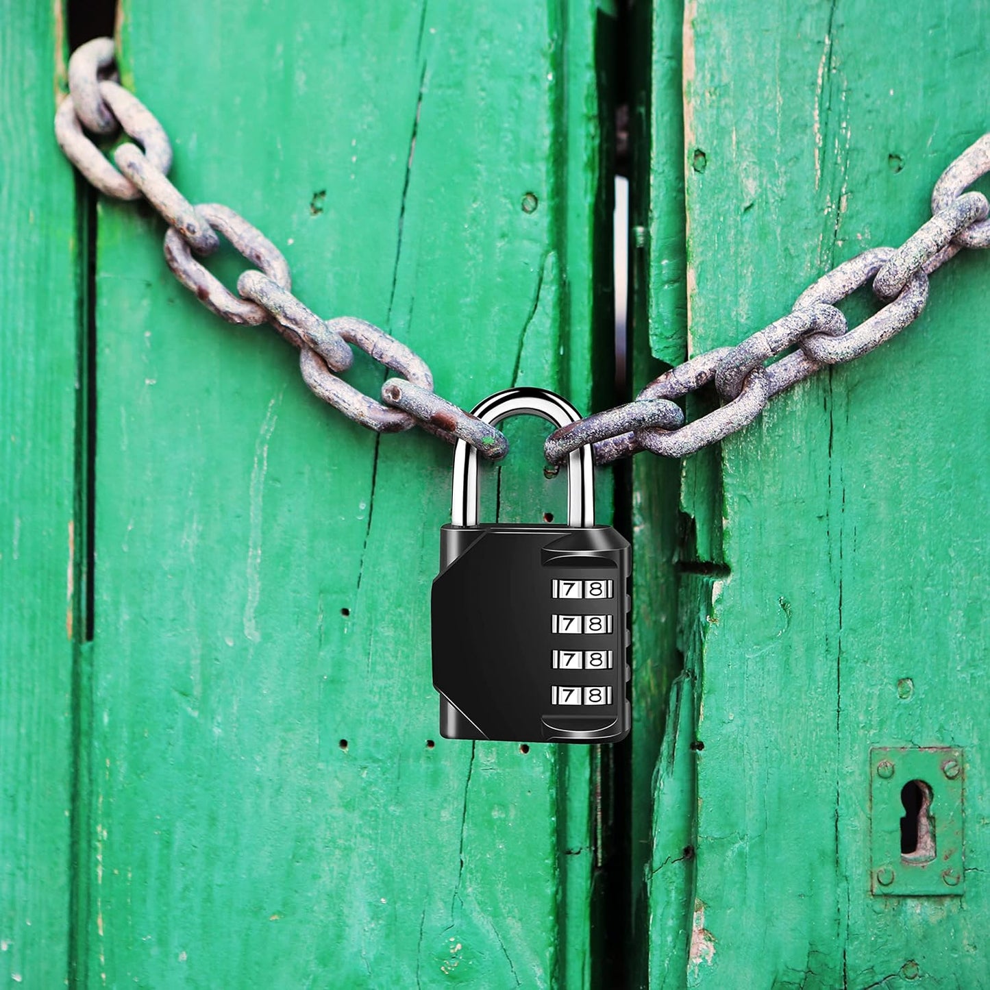 Resettable 4 Digit Combination Lock, TPARIS Waterproof Heavy Duty Padlock for School Gym Locker, Fence Gate, Toolbox - Black