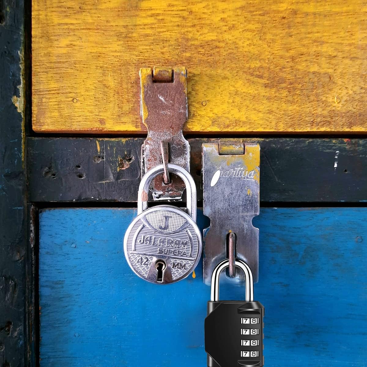 Resettable 4 Digit Combination Lock, TPARIS Waterproof Heavy Duty Padlock for School Gym Locker, Fence Gate, Toolbox - Black