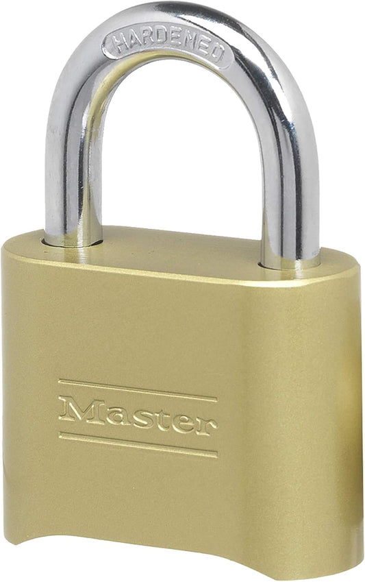 Resettable Combination Brass Padlock for Indoor/Outdoor Gym Locker, Gate, Fence, or Shed - Master Lock 175D - WildKart