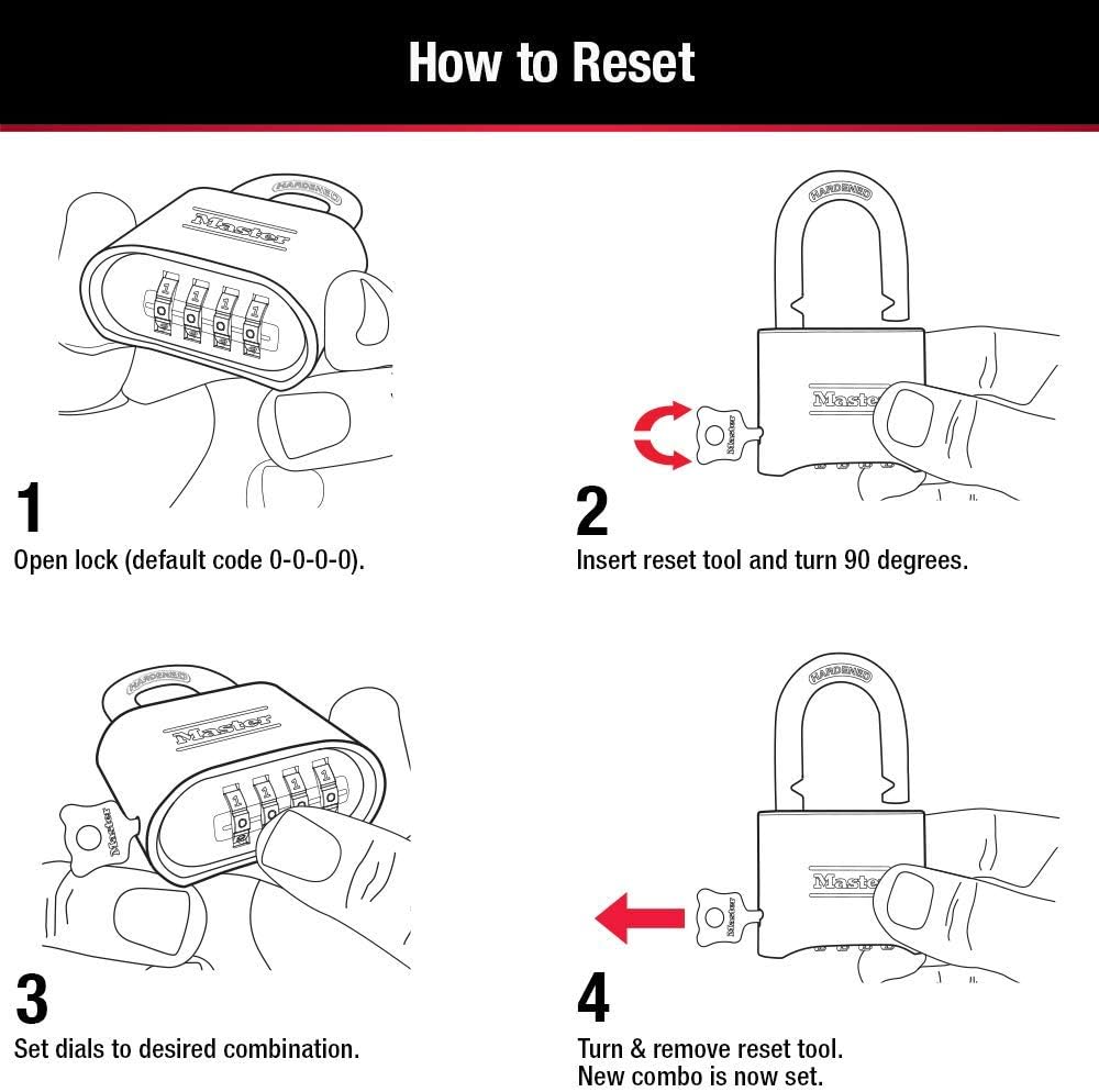 Resettable Combination Brass Padlock for Indoor/Outdoor Gym Locker, Gate, Fence, or Shed - Master Lock 175D - WildKart
