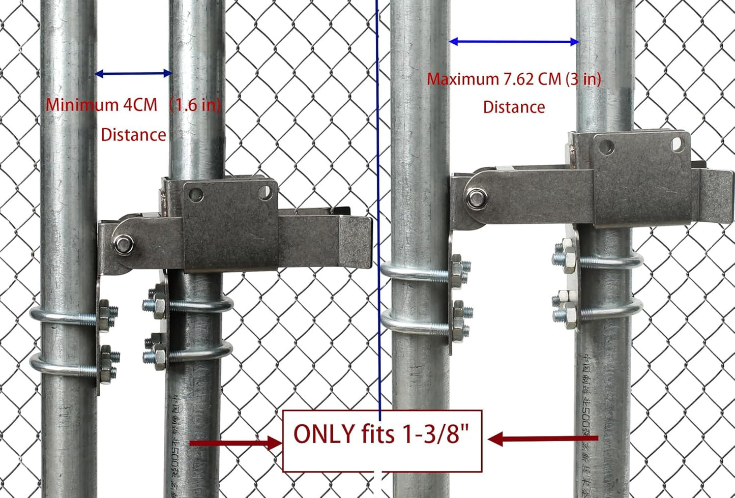 Residential Strong Arm Double Gate Latch for 1-3/8" Gate Frames - Ideal for 2 Gates Swinging Together with 1.7" Minimum Distance