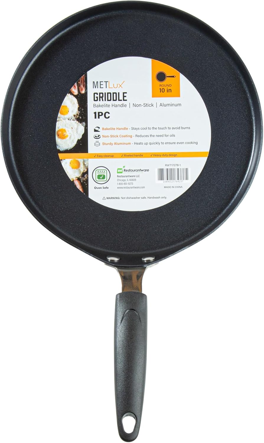 Restaurantware 8090/Stovetop Griddles - Black, 1 Count - Ideal for Stovetop Cooking